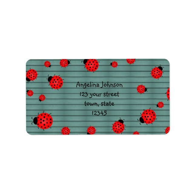 Etiqueta de dirección de mariquitas lindas rojas (Frente)
