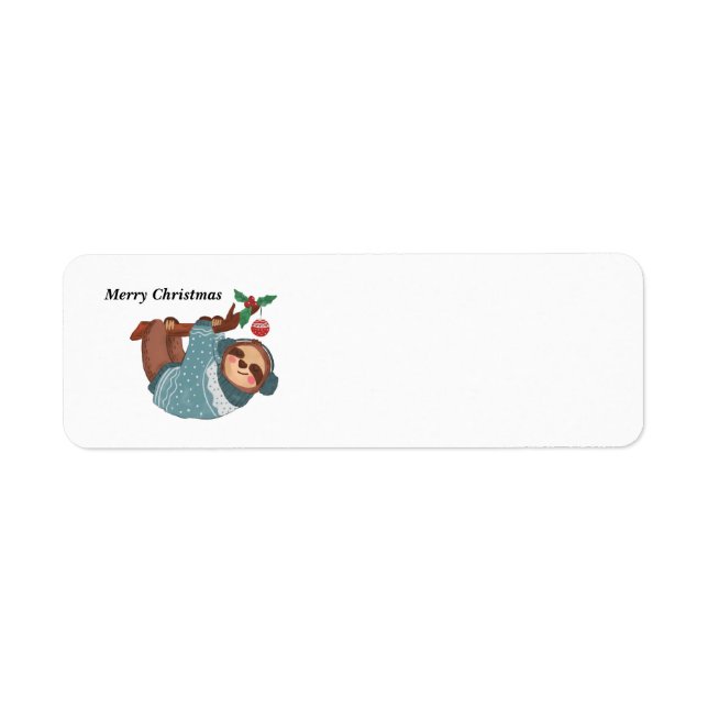Etiqueta de dirección de Merry Christmas Sloth (Frente)