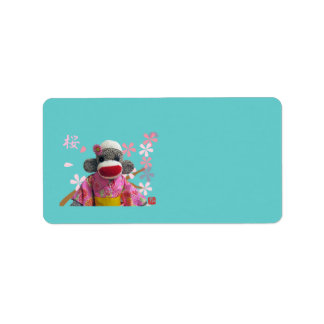 Etiqueta de dirección de mono de sakura