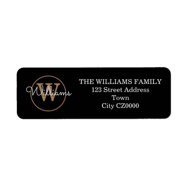 Etiqueta de dirección de monograma de guión modern (Frente)