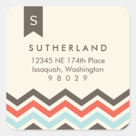 Etiqueta de dirección de monograma de la bandera d