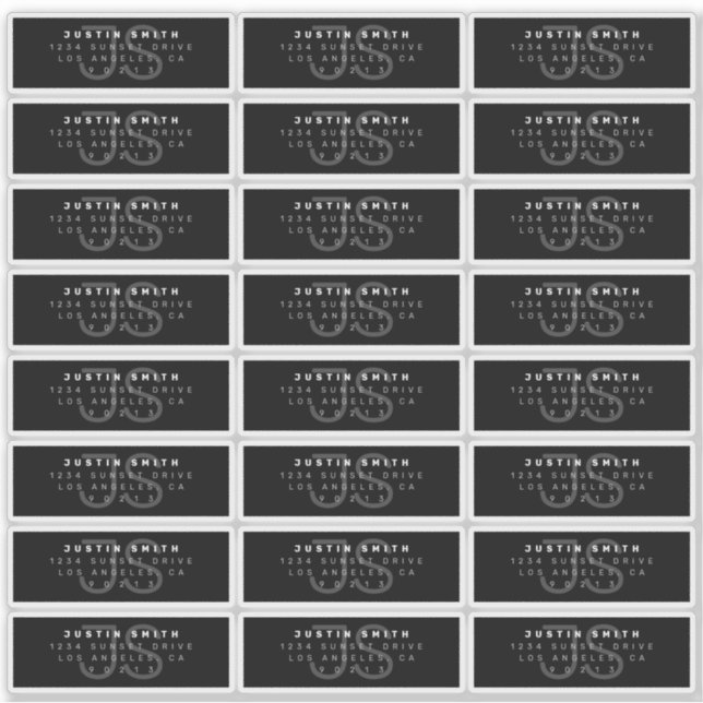 Etiqueta de dirección de monograma moderno transpa (Anverso)