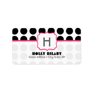 Etiqueta de dirección de monograma - Punto de polk