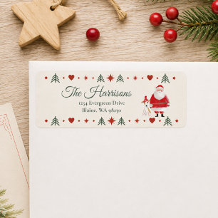 Etiqueta de dirección de Navidad de Papá Noel nórd