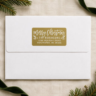 Etiqueta de dirección de Navidad en dorado antiguo