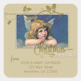 Etiqueta de dirección de navidades Angel Blessings
