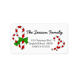 Etiqueta de dirección de Navidades Candy Cane