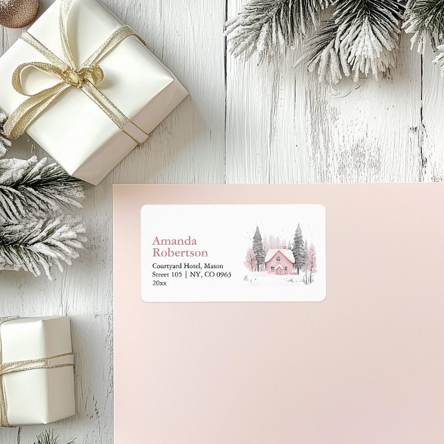 Etiqueta de dirección de Navidades de cabaña de in (Subido por el creador)