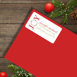 Etiqueta de dirección de Navidades de Peace Joy Lo