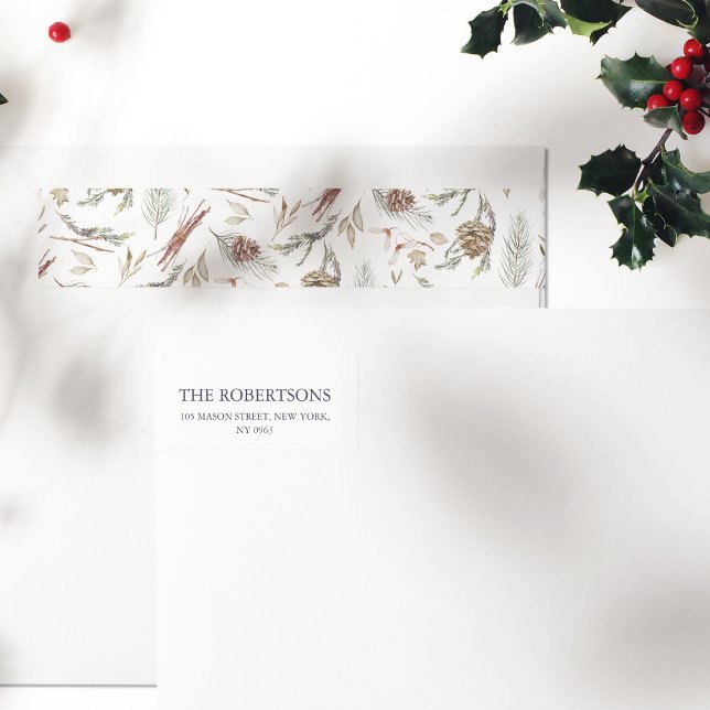 Etiqueta de dirección de Navidades de pinecone (Subido por el creador)