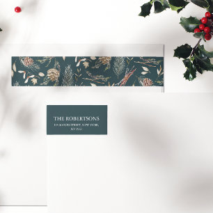Etiqueta de dirección de Navidades de pinecone