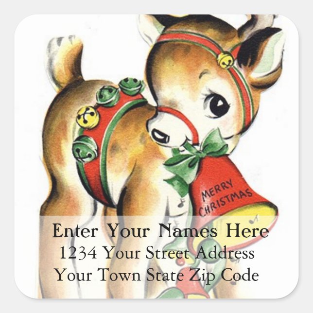 Etiqueta de dirección de Navidades de renos pequeñ (Anverso)