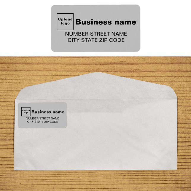 Etiqueta de dirección de negocio gris (Gray business address label on envelope)