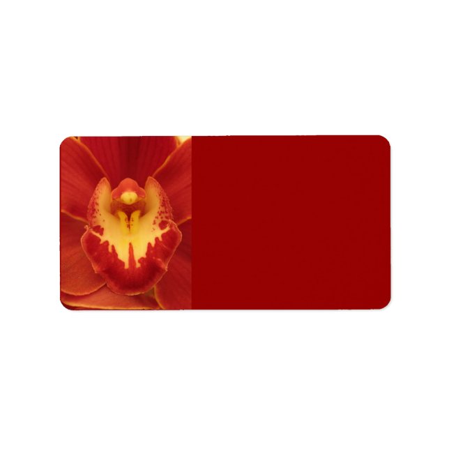 Etiqueta de dirección de orquídea roja (Frente)