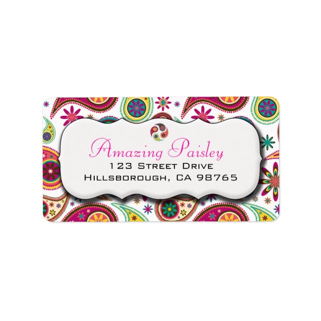Etiqueta de dirección de paisley asombrosa (Frente)