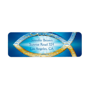 Etiqueta de dirección de pescado cristiano