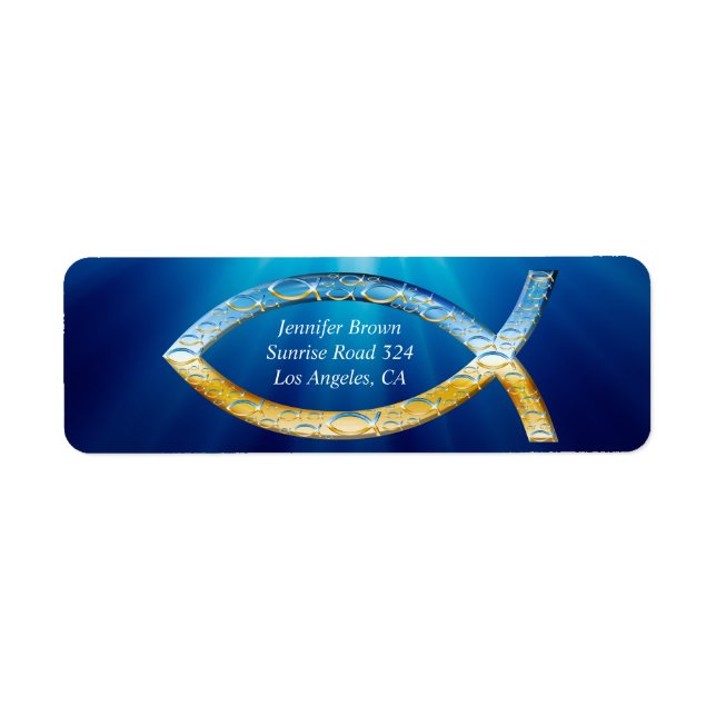 Etiqueta de dirección de pescado cristiano (Frente)