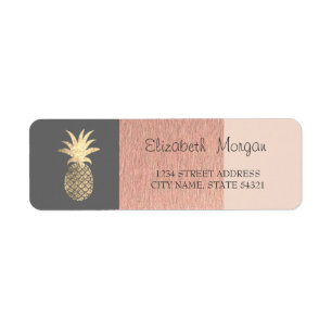 Etiqueta de dirección de piña elegante con brillo,