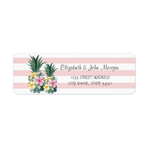 Etiqueta de dirección de Piñas,Flores Tropicales,R