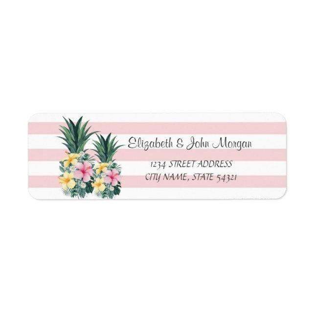 Etiqueta de dirección de Piñas,Flores Tropicales,R (Frente)