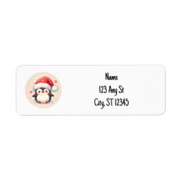 Etiqueta de dirección de pingüino de invierno