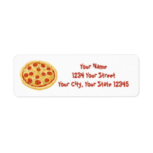 Etiqueta de dirección de pizza