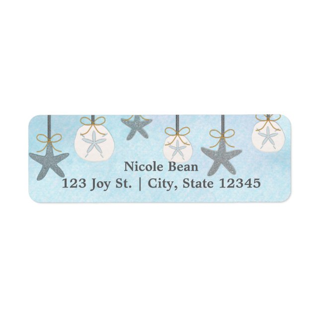 Etiqueta de dirección de playa de Estrella de mar  (Frente)