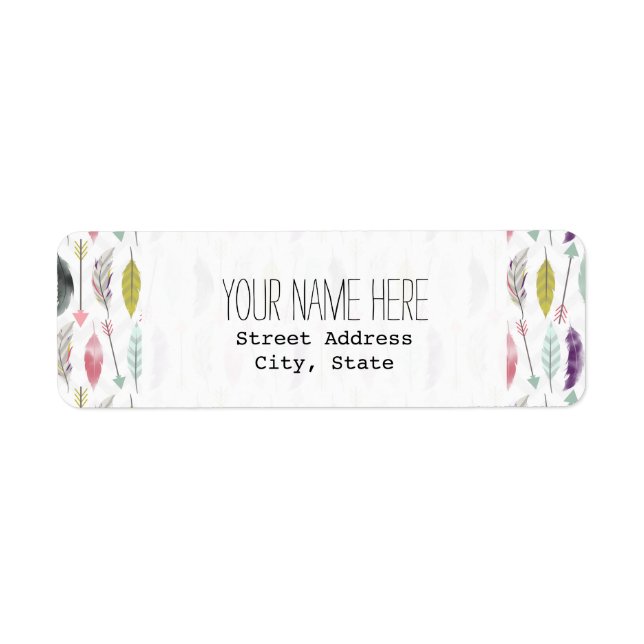 Etiqueta de dirección de plumas y flechas (Frente)