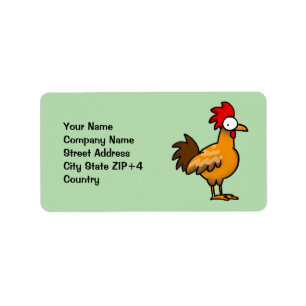 Etiqueta de dirección de pollo de dibujos animados