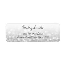 Etiqueta de dirección de Purpurina plateado