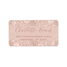 Etiqueta de dirección de Purpurina rosa