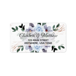 Etiqueta de dirección de regreso con acuarela flor