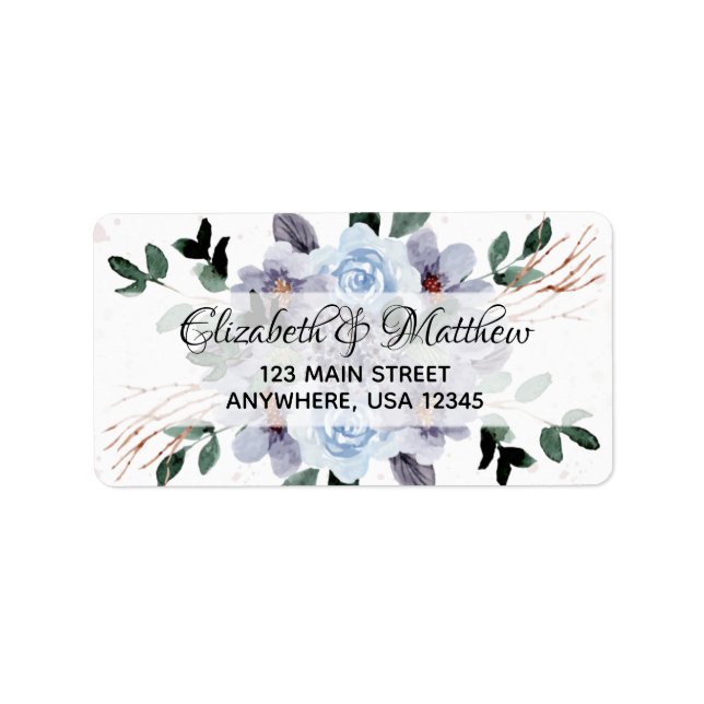Etiqueta de dirección de regreso con acuarela flor (Frente)