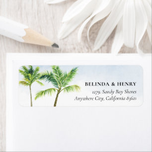 Etiqueta de dirección de regreso de boda de playa 