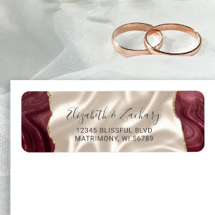 Etiqueta De Dirección De Regreso De Boda De Seda D