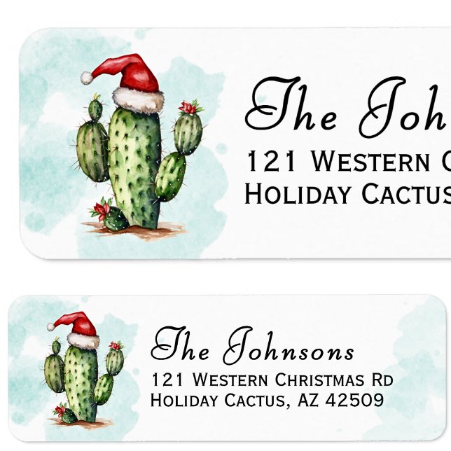 Etiqueta de dirección de regreso de Cactus de Fies (Western Holiday Cactus Christmas Return Address Label)