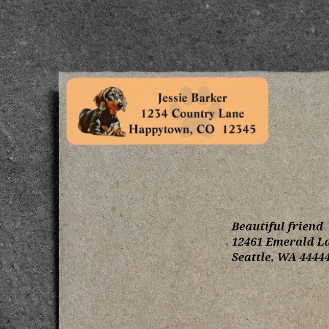 Etiqueta de dirección de regreso de Dachshund pint (Subido por el creador)