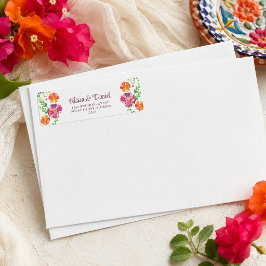 Etiqueta de dirección de regreso de fiesta floral 