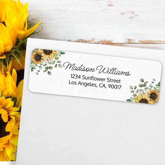 Etiqueta de dirección de regreso de girasol de euc (In situ on envelope)