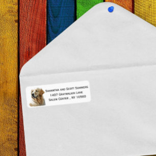 Etiqueta de dirección de regreso de Golden Retriev