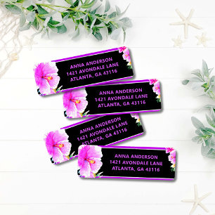 Etiqueta de Dirección de Regreso de Luau Tropical 