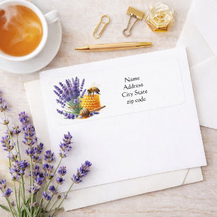 Etiqueta de dirección de regreso de miel de abeja