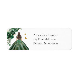 Etiqueta de dirección de regreso de Quinceañera co