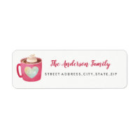 Etiqueta de dirección de regreso de taza de corazó