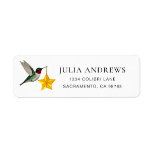 Etiqueta de dirección de regreso del Colibrí Garga