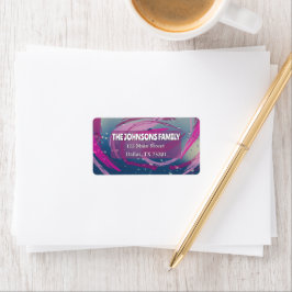 Etiqueta de dirección de regreso Fuchsia y rosa su