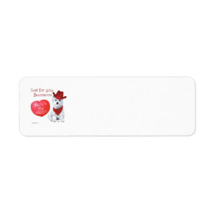Etiqueta de dirección de regreso Westie Valentine