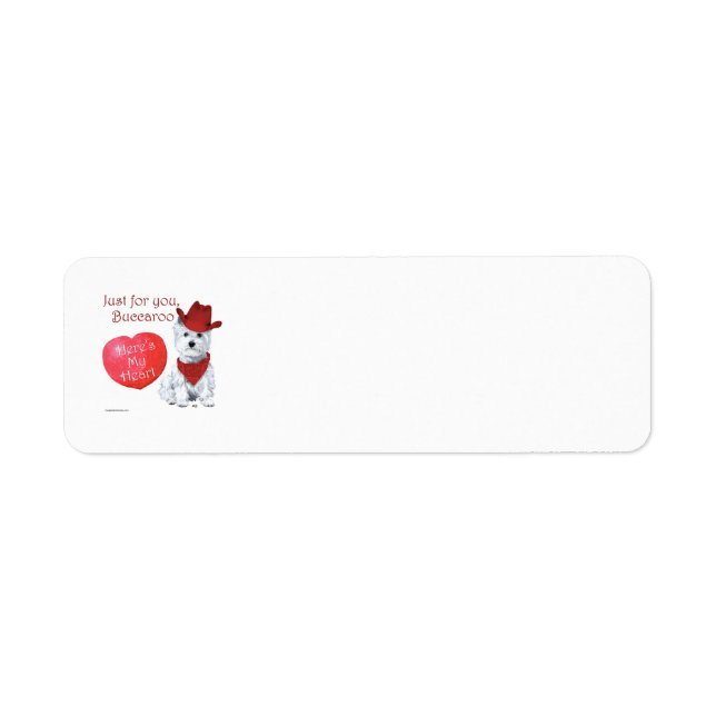 Etiqueta de dirección de regreso Westie Valentine (Frente)