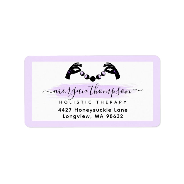 Etiqueta de dirección de Reiki para manos y lunas  (Frente)