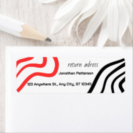 Etiqueta de dirección de retorno abstracta roja y